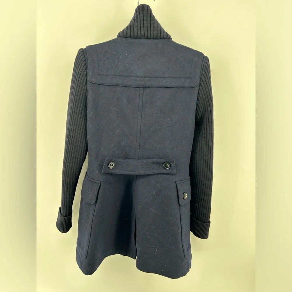 Burberry Wool Duffle Coat Knit Sleeves Size 4 Nova Check Liner - Picture 8 of 16
